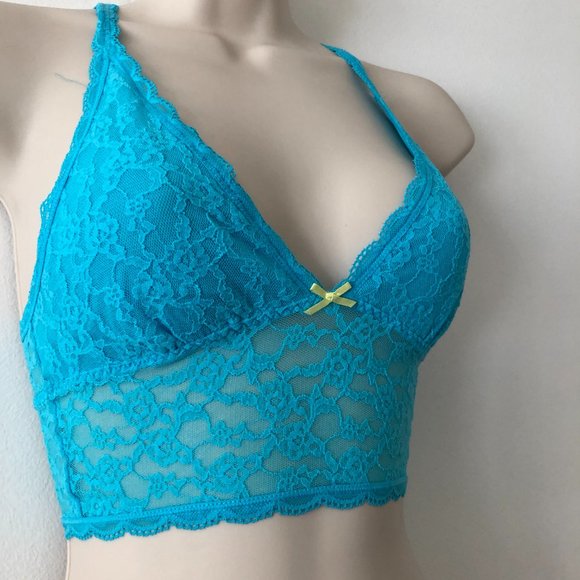 NWOT Victoria's Secret Long Line Lace Bralette in Aqua Blue Size S - Picture 3 of 8